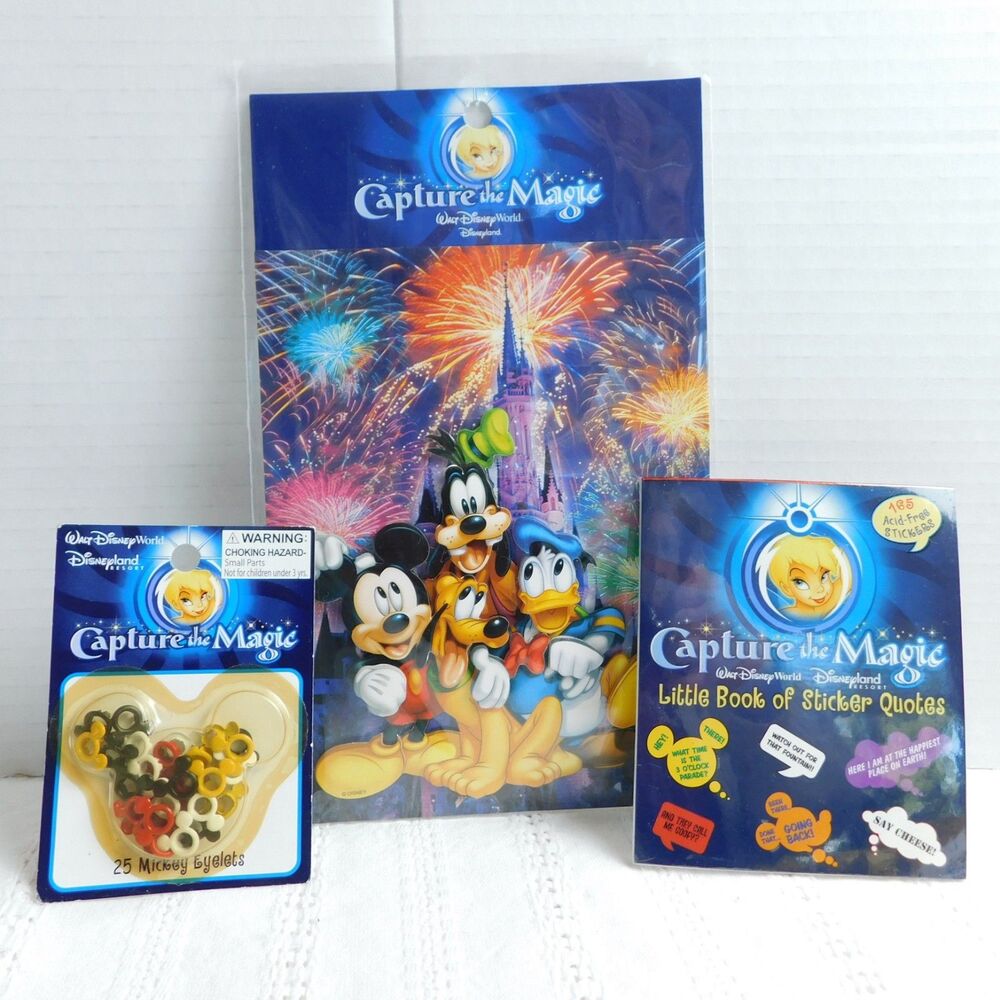 Disney Parks Capture the Magic Mickey Stickers Eyelets Lot of 3, Vintage Y2k NEW